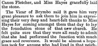 Part2. Miss Hayes of Gatewen Hall lays the foundation stone of St Peters church 23.07.1881