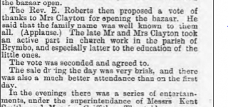 opening of Bazaar at gatewen Hall 22.08.1885