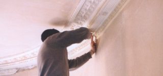 Gatewen Hall ornate plaster cornice during renovation 1999 (25)